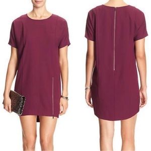 Banana Republic Burgundy Mini Shapeless Shift Dress, Size 14